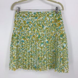 Blue and Gold Pleated Midi Skirt